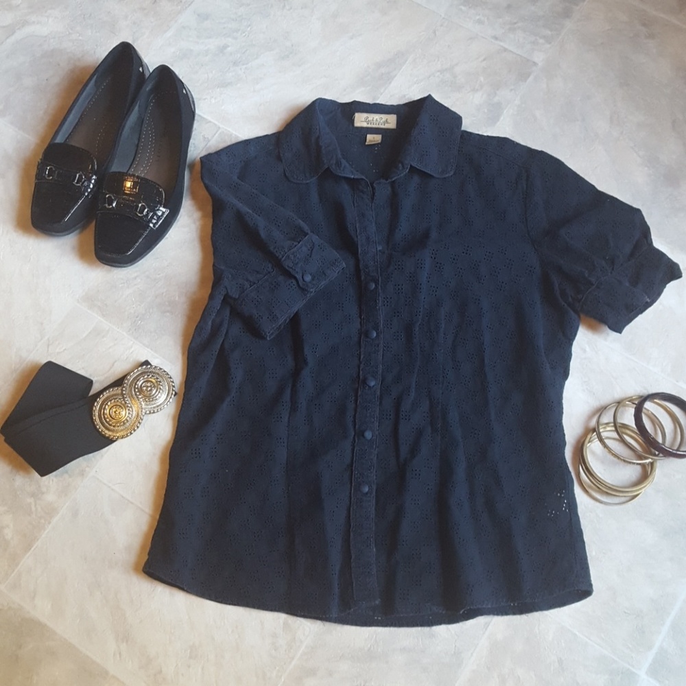 Peck and Peck black lace cotton blouse